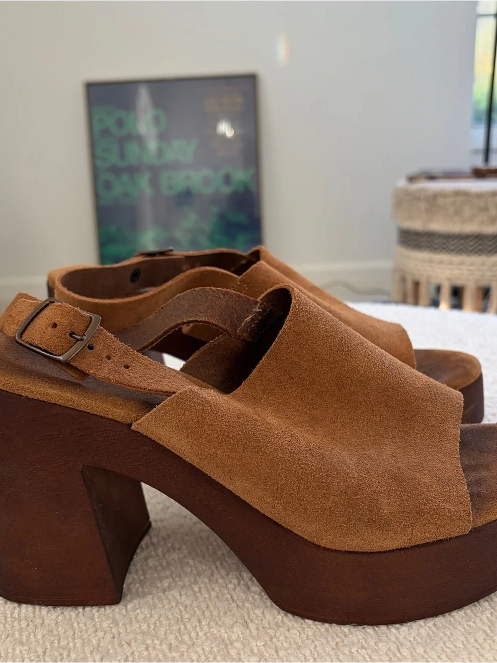 BioNatura Women’s Brown Suede Platform Slingback Heels